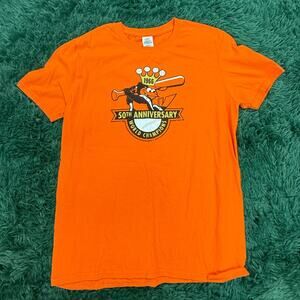 Orange Baltimore Orioles 50th Anniversary LOGO T-Shirt Sz Medium Unisex